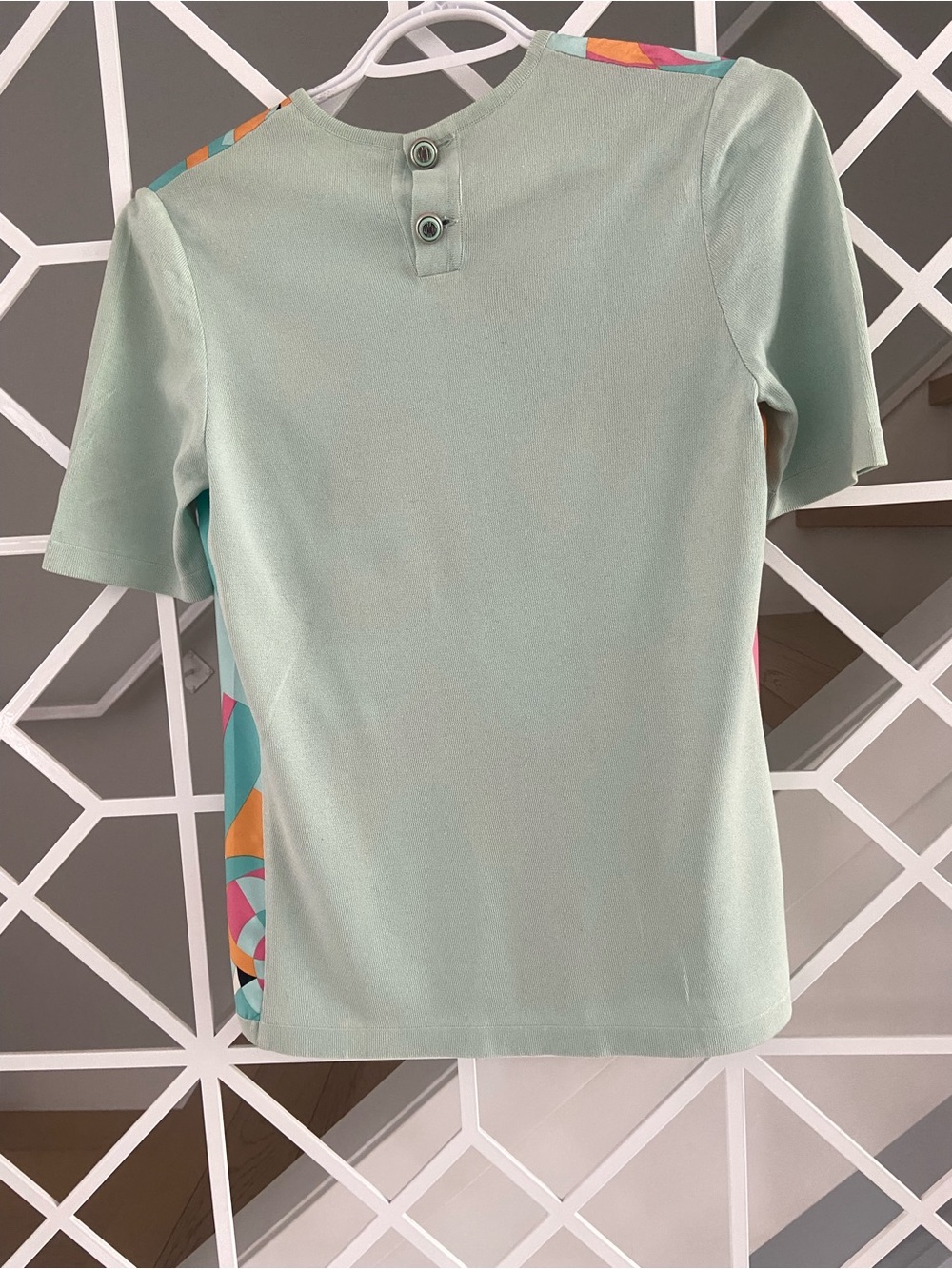 CELINE Paris Vintage 80s Abstract Geometric Print Top Size US2 / IT38 - Picture 3 of 10